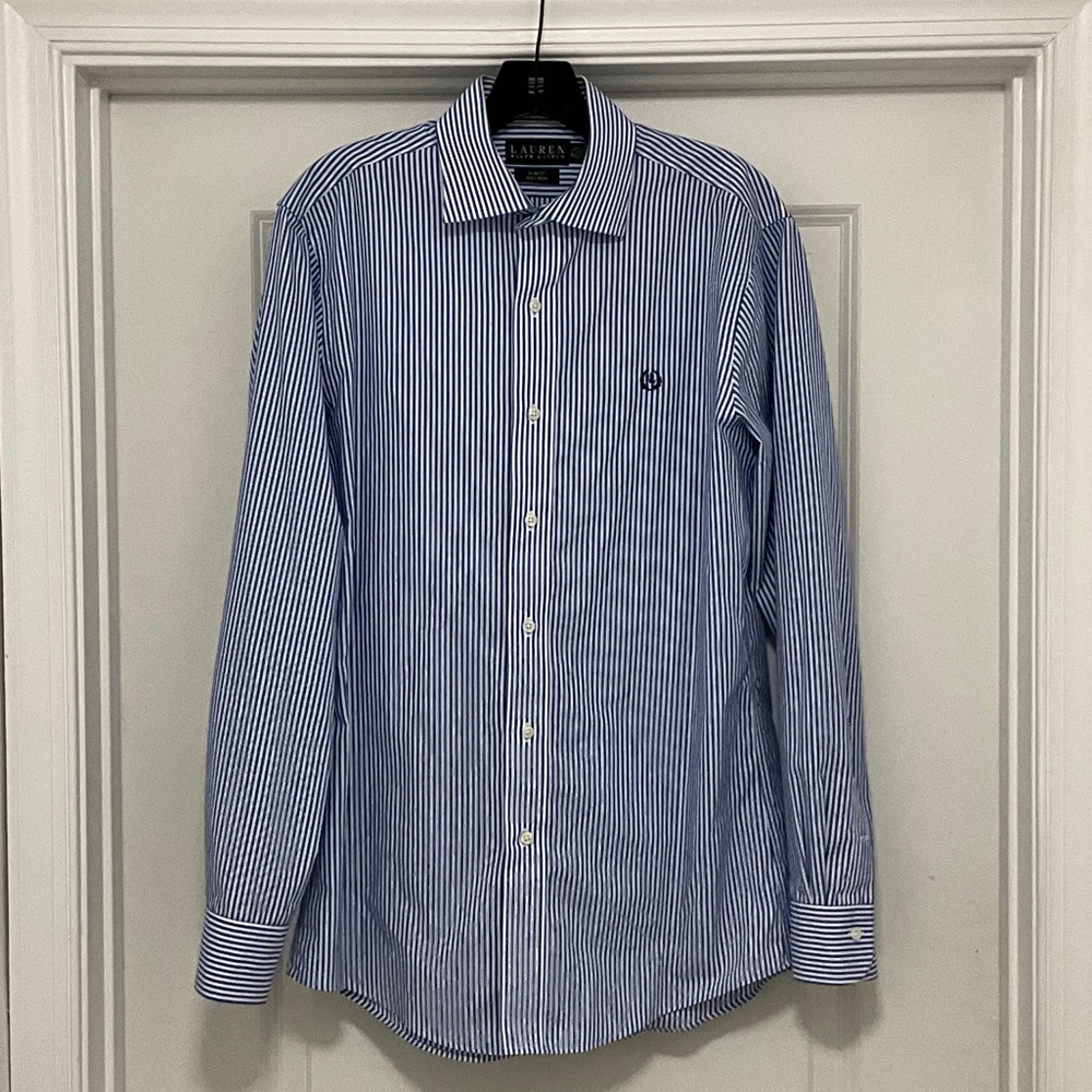 Lauren Ralph Lauren Navy Pinstripe Dress Shirt